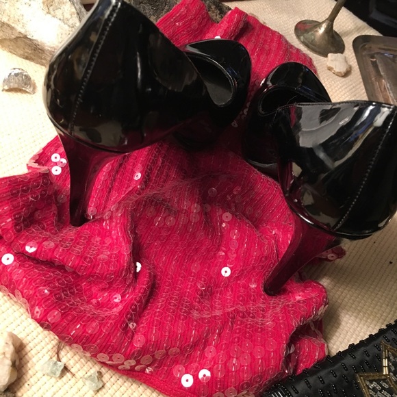 Fioni Black Patent Leather Retro Heels w Flex Sole - Picture 4 of 8